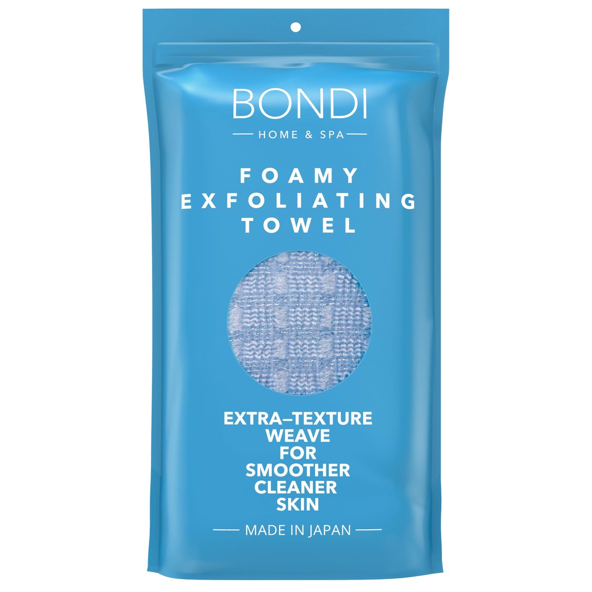 BONDI Peeling-Duschhandtuch für glatte Haut – Extra lang – Ideal zum Peeling des Rückens – Hergestellt in Japan
