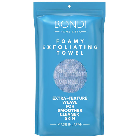 BONDI Peeling-Duschhandtuch für glatte Haut – Extra lang – Ideal zum Peeling des Rückens – Hergestellt in Japan