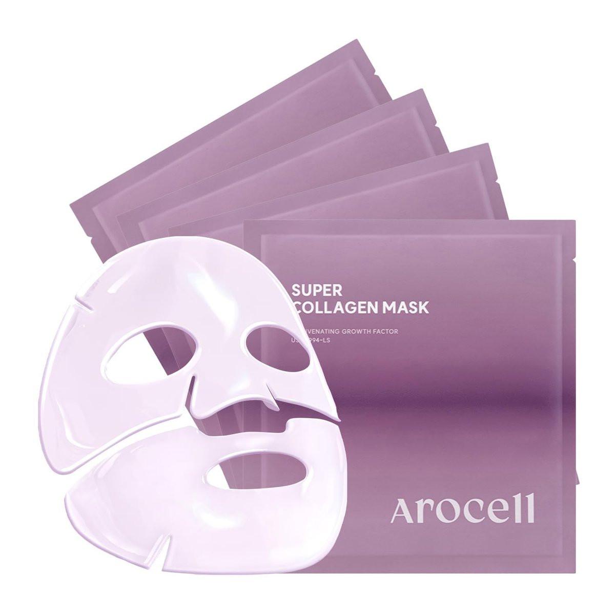 AROCELL Super Collagen Overnight Hydrogel Mask mit Retinol & Stammzellen | Straffend, Liftend, Polsternd, Lang anhaltender Glow | Koreanische Glass Skin Pflege | 43g x 4