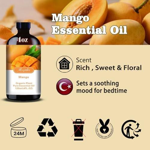 Mango Ätherisches Öl – Mango Duftöl für Diffuser, Luftbefeuchter, DIY Kerzen, Seife, süßer tropischer Duft, Zuhause, Geschenk bereit – MLYNKL Mango Öle (130 ml)