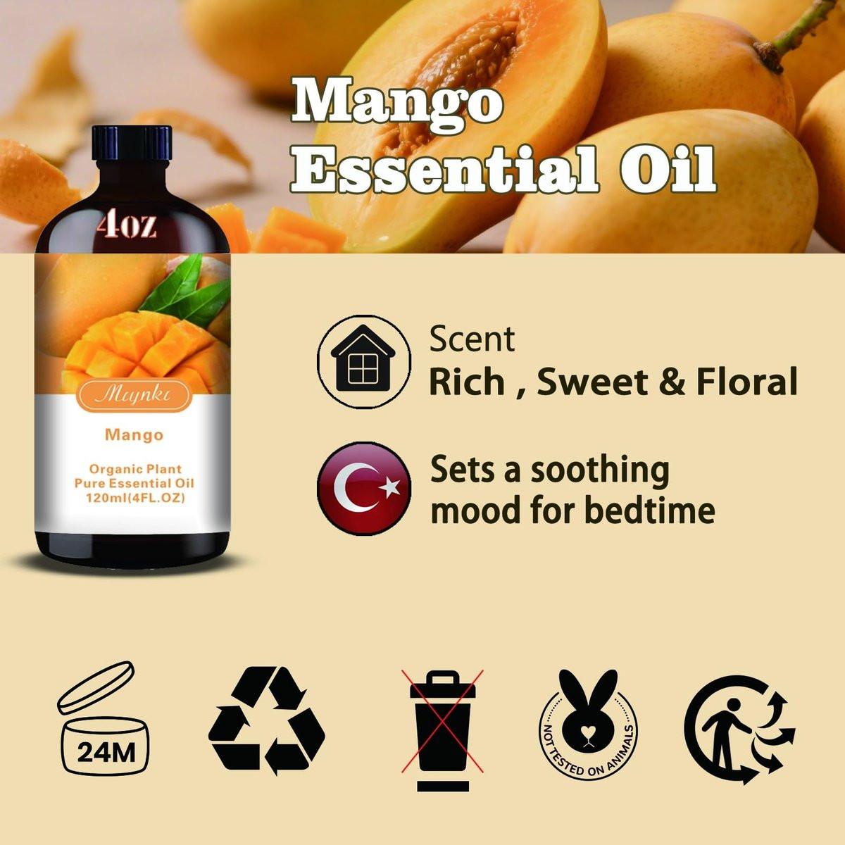 Mango Ätherisches Öl – Mango Duftöl für Diffuser, Luftbefeuchter, DIY Kerzen, Seife, süßer tropischer Duft, Zuhause, Geschenk bereit – MLYNKL Mango Öle (130 ml)