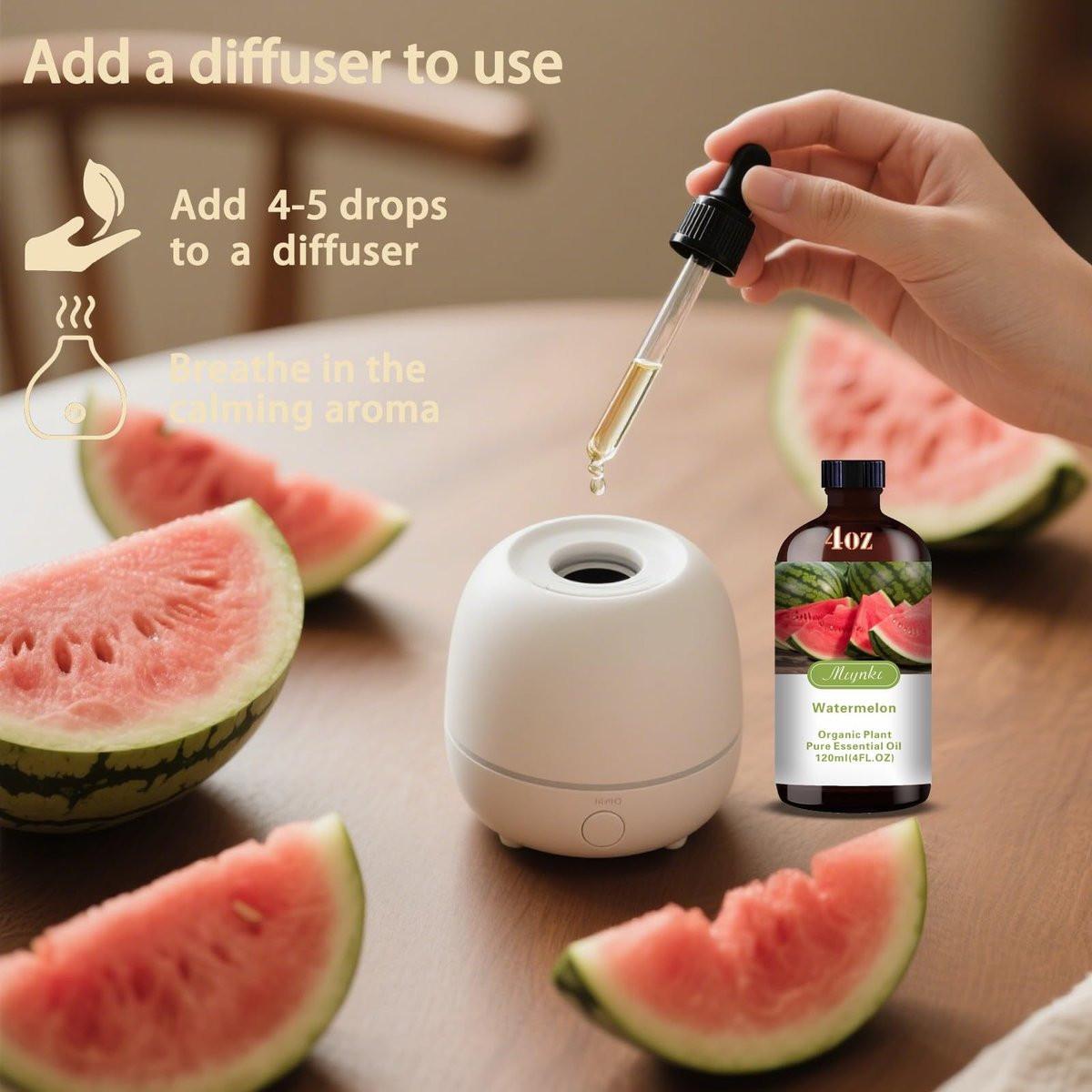Wassermelone Duftöl – Wassermelone Duftöl für Diffuser, Luftbefeuchter, DIY Kerzen, Seife, Frischer Duft, Sommer, Geschenkfertig – MLYNKL Wassermelone Öle (130 ml / 4,33 fl oz)