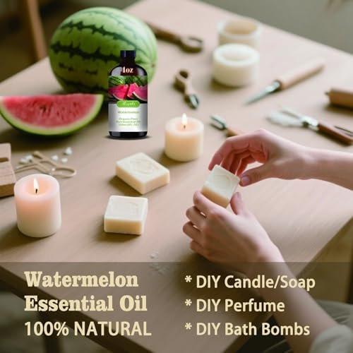 Wassermelone Duftöl – Wassermelone Duftöl für Diffuser, Luftbefeuchter, DIY Kerzen, Seife, Frischer Duft, Sommer, Geschenkfertig – MLYNKL Wassermelone Öle (130 ml / 4,33 fl oz)