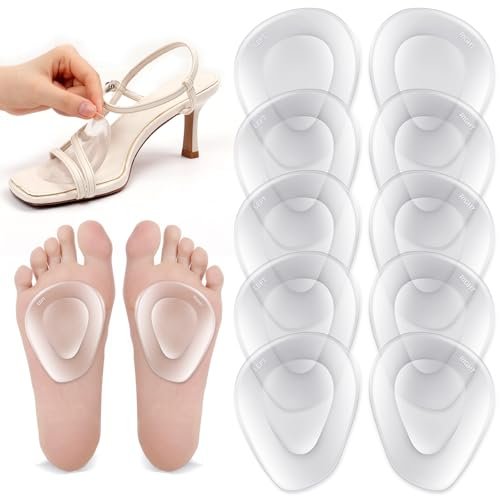 Shynek 10er-Pack Metatarsal-Pads für den Fußballen – Weiche Gel-Einlegesohlen mit Selbstklebung zur Schmerzlinderung bei Metatarsalgie und Morton-Neurom für Damen und Herren