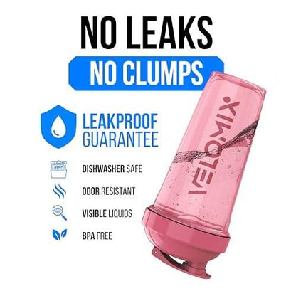 VELOMIX 2er-Pack 28 oz Proteinshaker-Flaschen für Proteinshakes - 2x Drahtschneebesen | Auslaufsichere Shaker-Becher für Proteinmischungen (Pink/Türkis)