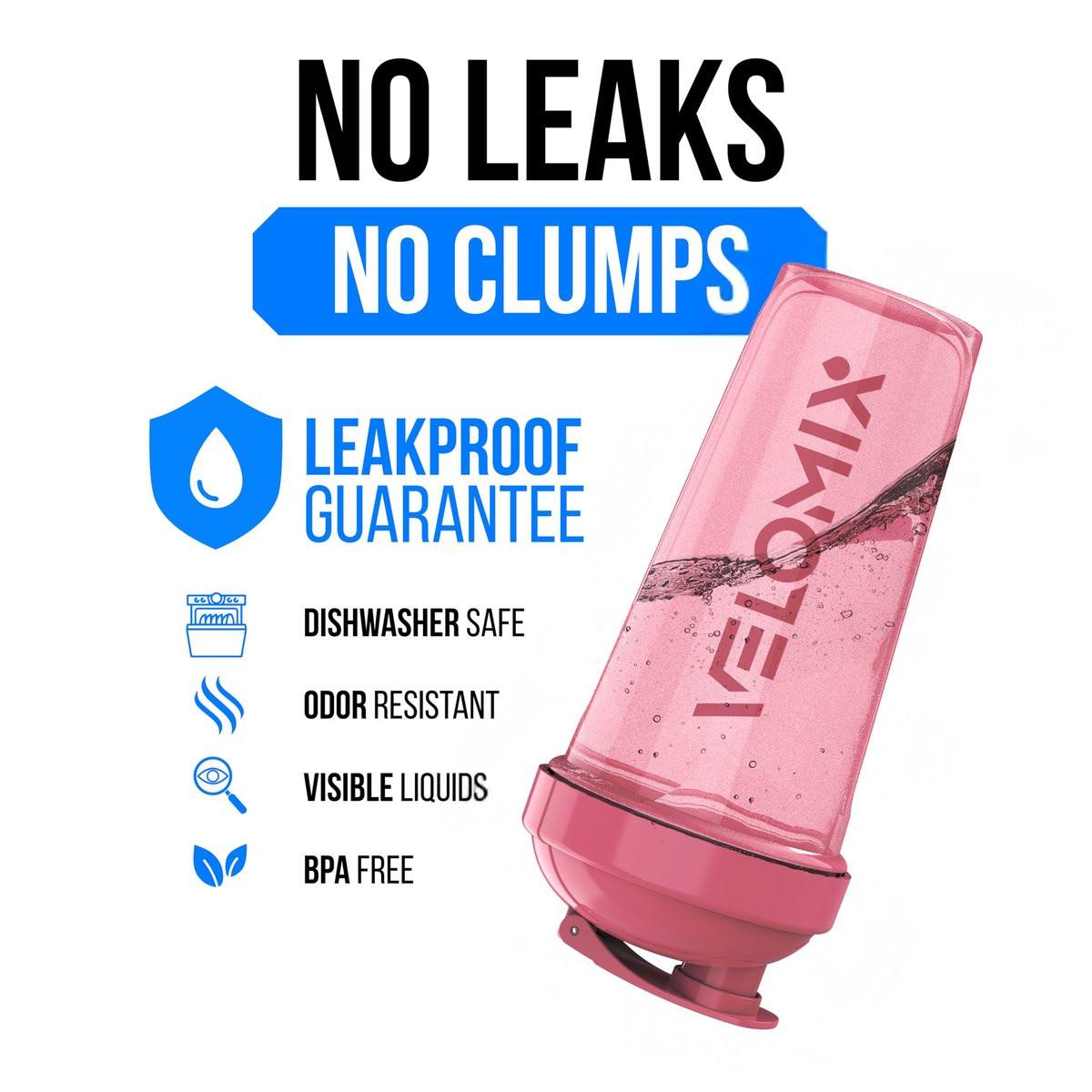 VELOMIX 2er-Pack 28 oz Proteinshaker-Flaschen für Proteinshakes - 2x Drahtschneebesen | Auslaufsichere Shaker-Becher für Proteinmischungen (Pink/Türkis)