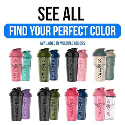 VELOMIX 2er-Pack 28 oz Proteinshaker-Flaschen für Proteinshakes - 2x Drahtschneebesen | Auslaufsichere Shaker-Becher für Proteinmischungen (Pink/Türkis)