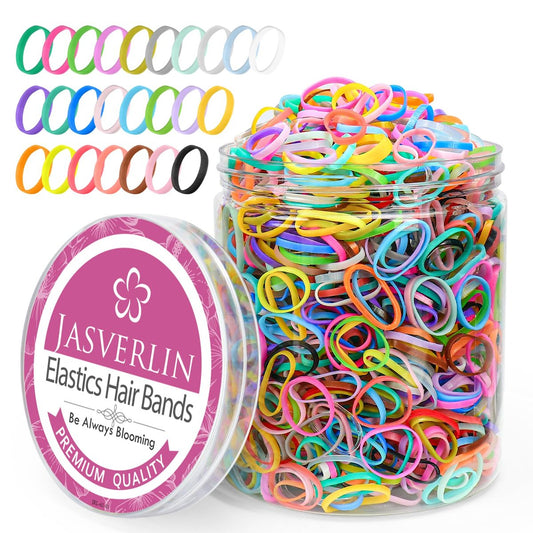 JASVERLIN Bunte Baby-Haargummis für Babys ohne Ziehen, 2000 Stück Mini-Elastik-Haarbänder für Mädchen und Kleinkinder, schadensfreie Regenbogen-Haargummis, 25 Farben