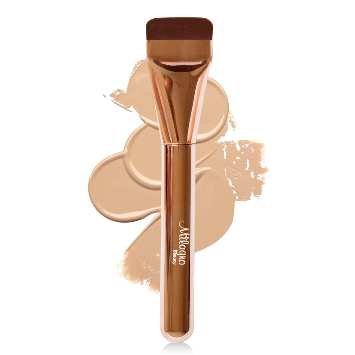 Milagro Beauty Premium Glass Skin Foundation Flachpinsel für Flüssig-Make-up – Spatel-Make-up-Pinsel zum Verblenden von flüssiger Foundation und Creme – dicht gepackte Borsten, Roségold