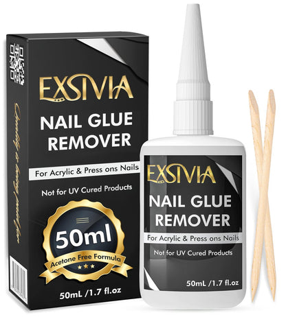 EXSIVIA Nagelkleber Entferner für Press-On & Klebenägel (50 ml) – Nicht-Aceton, Sanft, Geruchsarm, Schnelle Entfernung von falschen Nägeln