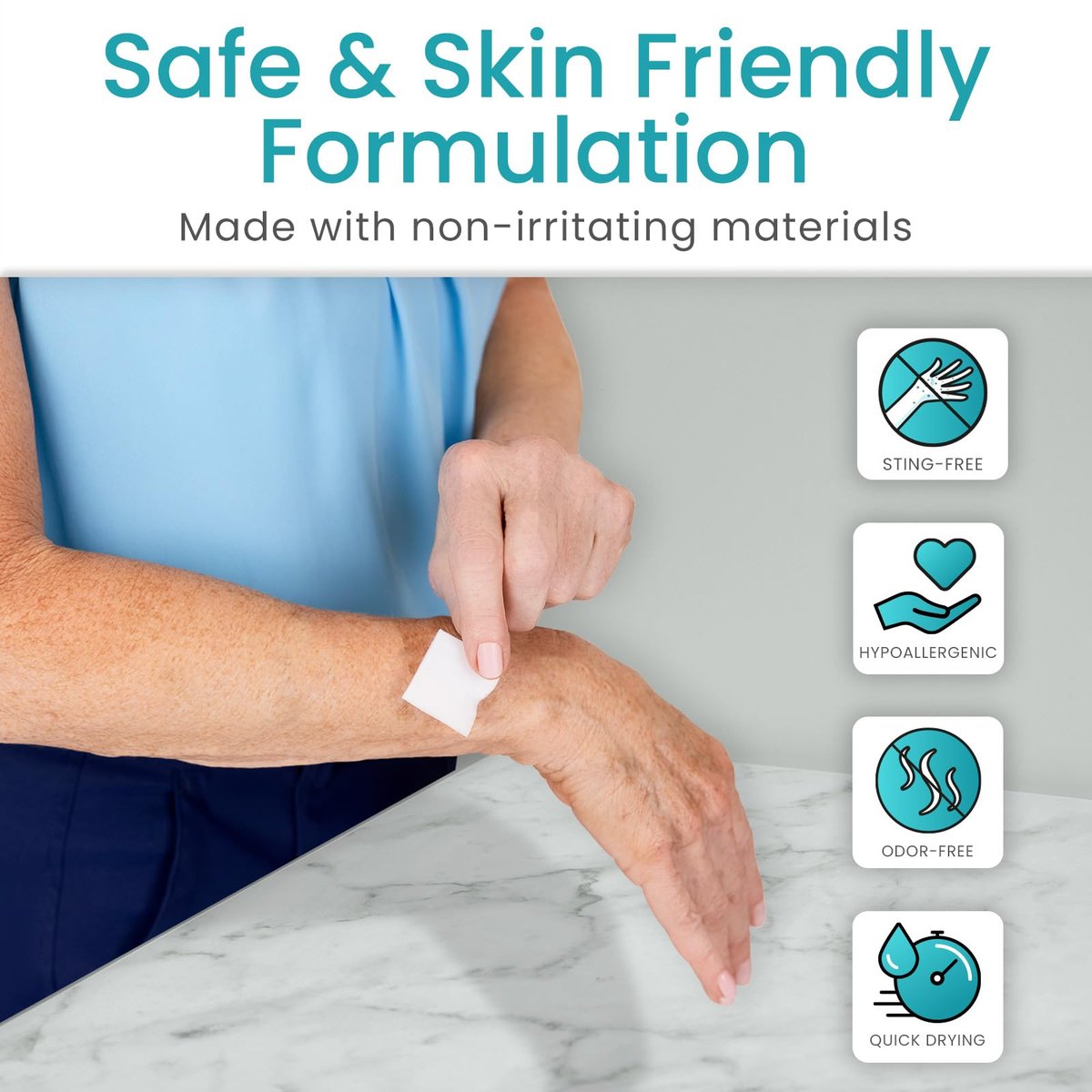 ViveCare Medizinische Kleberückstandsentferner-Tücher für die Haut (50er-Pack) – Sanfte Kleberentferner-Pads – Ostomie- und Stoma-Kleberentfernungstücher & Reiniger – Klebebarriere