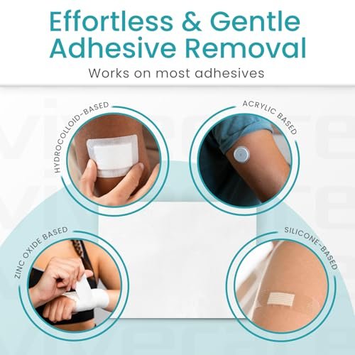 ViveCare Medizinische Kleberückstandsentferner-Tücher für die Haut (50er-Pack) – Sanfte Kleberentferner-Pads – Ostomie- und Stoma-Kleberentfernungstücher & Reiniger – Klebebarriere