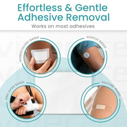 ViveCare Medizinische Kleberückstandsentferner-Tücher für die Haut (50er-Pack) – Sanfte Kleberentferner-Pads – Ostomie- und Stoma-Kleberentfernungstücher & Reiniger – Klebebarriere