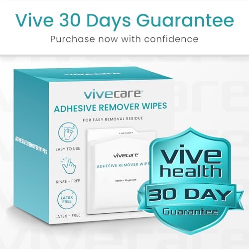ViveCare Medizinische Kleberückstandsentferner-Tücher für die Haut (50er-Pack) – Sanfte Kleberentferner-Pads – Ostomie- und Stoma-Kleberentfernungstücher & Reiniger – Klebebarriere