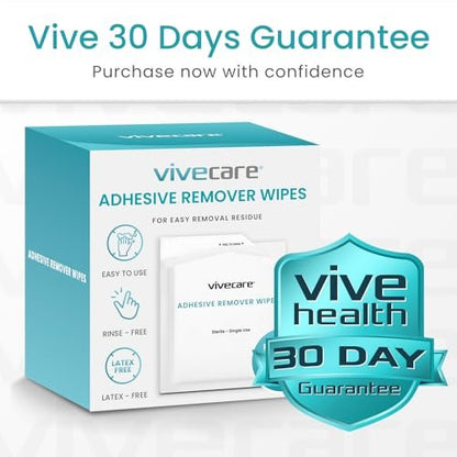 ViveCare Medizinische Kleberückstandsentferner-Tücher für die Haut (50er-Pack) – Sanfte Kleberentferner-Pads – Ostomie- und Stoma-Kleberentfernungstücher & Reiniger – Klebebarriere