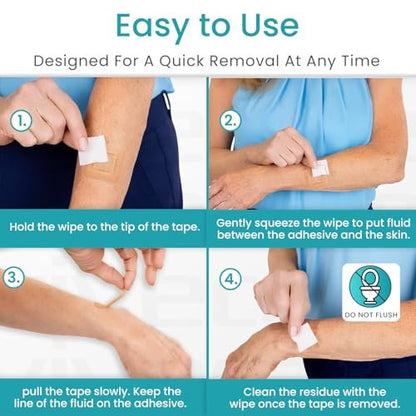ViveCare Medizinische Kleberückstandsentferner-Tücher für die Haut (50er-Pack) – Sanfte Kleberentferner-Pads – Ostomie- und Stoma-Kleberentfernungstücher & Reiniger – Klebebarriere