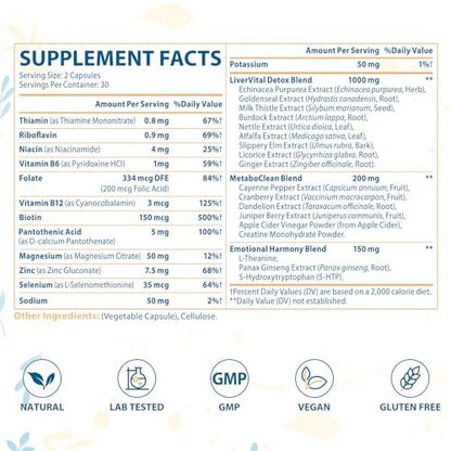 Verdanthus 31-in-ONE Detox und Leberreiniger – Schnelle Ganzkörper-Detox-Kur mit natürlichen Kräutern, 60 Kapseln – Hergestellt in den USA