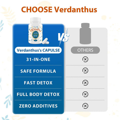 Verdanthus 31-in-ONE Detox und Leberreiniger – Schnelle Ganzkörper-Detox-Kur mit natürlichen Kräutern, 60 Kapseln – Hergestellt in den USA