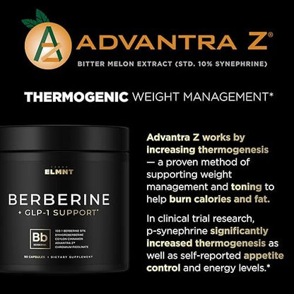 Super GLP-1 Berberine Weight Loss Supplement mit Dihydroberberin, Ceylon-Zimt, Grüntee, Chrompicolinat – Ultra-hohe Potenz 100:1 Berberin natürliches GLP1 für Gewichtsverlust Pillen für Frauen