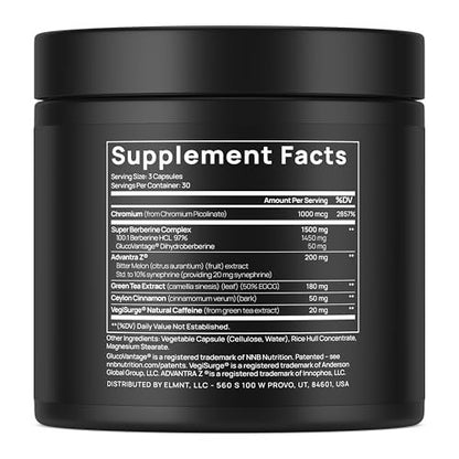 Super GLP-1 Berberine Weight Loss Supplement mit Dihydroberberin, Ceylon-Zimt, Grüntee, Chrompicolinat – Ultra-hohe Potenz 100:1 Berberin natürliches GLP1 für Gewichtsverlust Pillen für Frauen