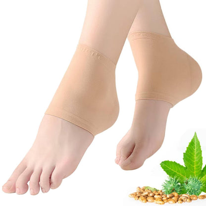 Rizinusöl-Pack Socken für die Füße – Feuchtigkeitsspendende Fußpflege für trockene, rissige Fersen und Hornhaut – Wiederverwendbare Feuchtigkeitssocken für Damen (Öl nicht enthalten) 2 Stück