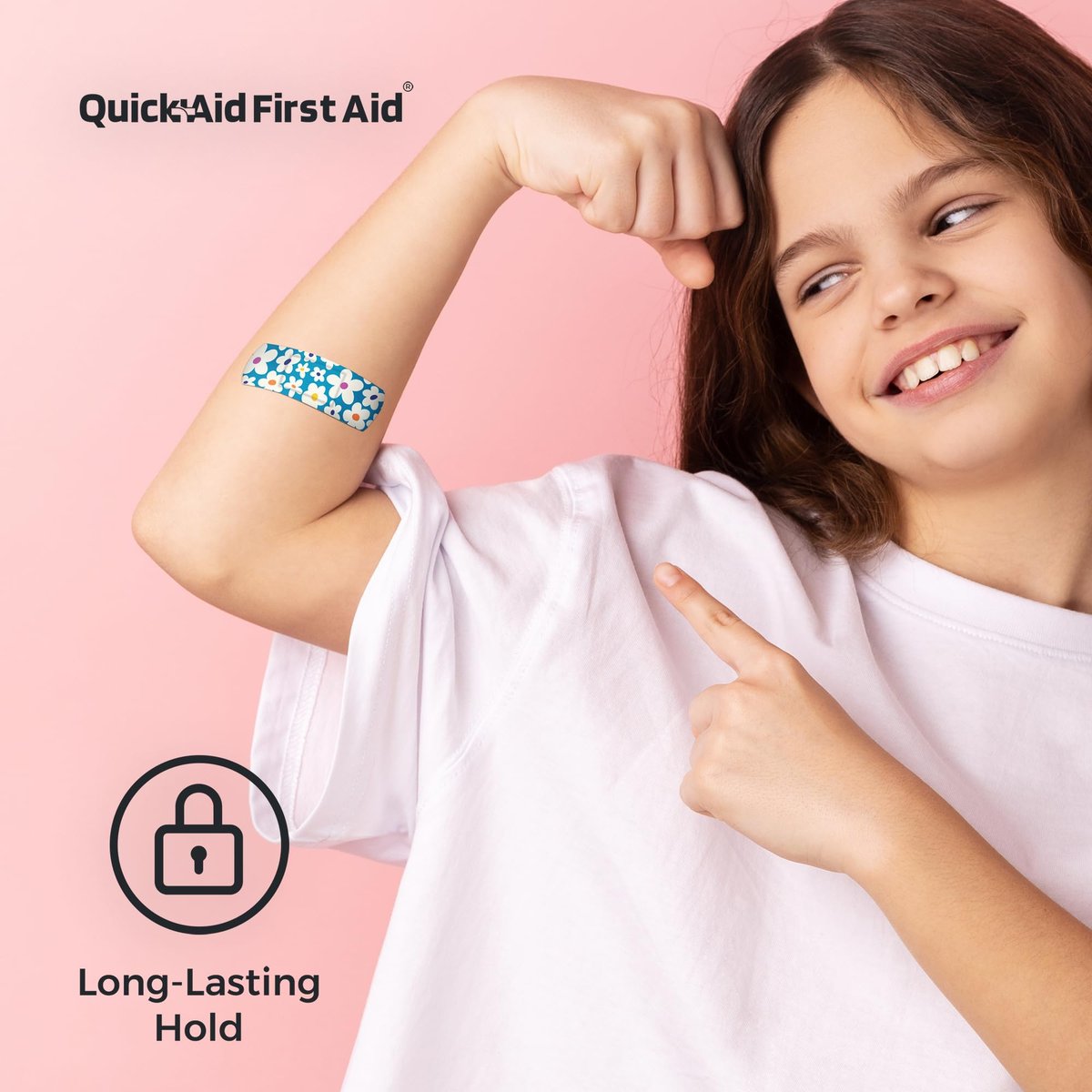 Quick Aid First Aid Wonderland Pflaster, bunte Pflaster Variety Pack 100 Stück, lustige Designs für Kinder und Erwachsene, sanfte Haftung, weich und atmungsaktiv, latexfrei, für kleine Schnitte und Schrammen, Erste-Hilfe-Bedarf