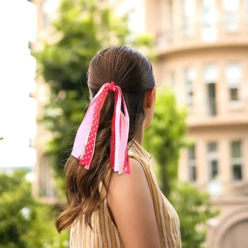 Brustkrebs-Bewusstseins-Haarbänder für Frauen – Glitzernde rosa Schleifen-Ponytail-Halter, elastische Haargummis für Partys und Spendenaktionen (Stil B)