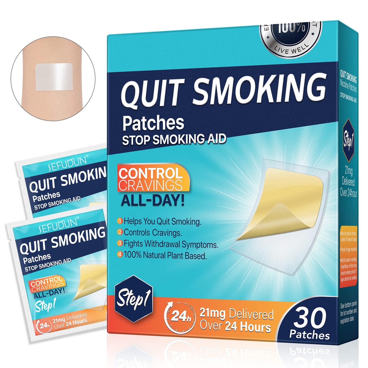 Step 1 Nikotinpflaster 21 mg – 30 Pflaster zur Raucherentwöhnung, effektive Anti-Sticker für 2 Wochen