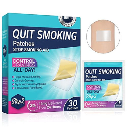 Step 2 Nikotinpflaster 14 mg – 30 Stück Aufhörhilfe mit 2 Wochen Wirkung, Effektive Anti-Raucher-Sticker