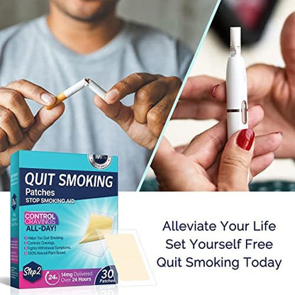 Step 2 Nikotinpflaster 14 mg – 30 Stück Aufhörhilfe mit 2 Wochen Wirkung, Effektive Anti-Raucher-Sticker