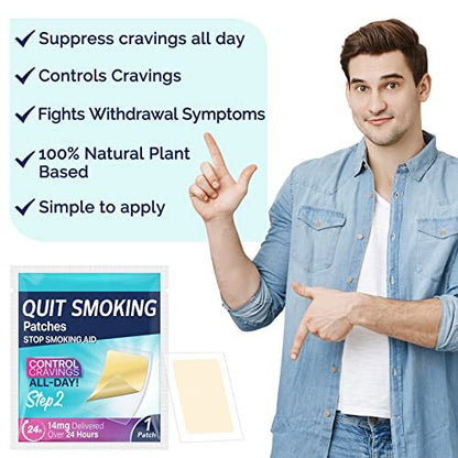 Step 2 Nikotinpflaster 14 mg – 30 Stück Aufhörhilfe mit 2 Wochen Wirkung, Effektive Anti-Raucher-Sticker