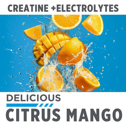 CON-CRET Creatin HCl + Hydration | Elektrolytpulver | Zitrone Mango | Zuckerfreie Elektrolyte | Rehydrationsformel mit Kalium, Natrium, Zink, Magnesium für Hydration & Regeneration (40 Portionen)
