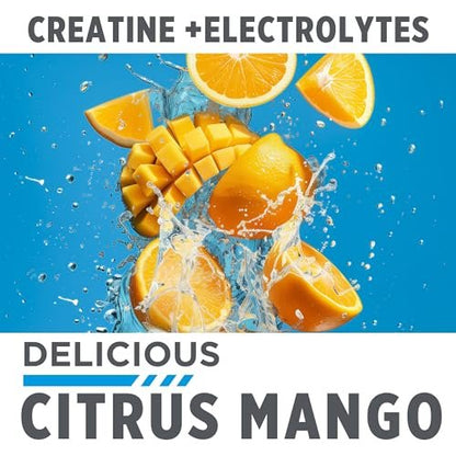 CON-CRET Creatin HCl + Hydration | Elektrolytpulver | Zitrone Mango | Zuckerfreie Elektrolyte | Rehydrationsformel mit Kalium, Natrium, Zink, Magnesium für Hydration & Regeneration (40 Portionen)