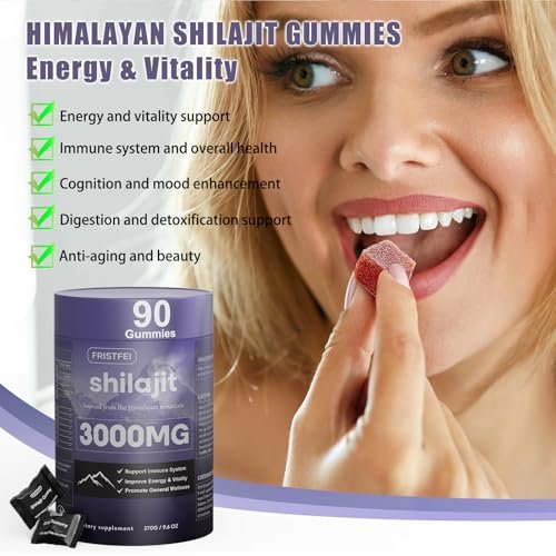Reine Himalaya Shilajit Gummis für Männer & Frauen – 100% natürlich & bio | 85+ Spurenelemente & Fulvinsäure | 90 Stück | Einzeln verpackt