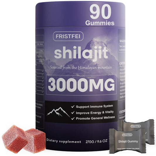 Reine Himalaya Shilajit Gummis für Männer & Frauen – 100% natürlich & bio | 85+ Spurenelemente & Fulvinsäure | 90 Stück | Einzeln verpackt