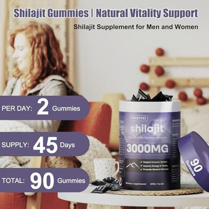 Reine Himalaya Shilajit Gummis für Männer & Frauen – 100% natürlich & bio | 85+ Spurenelemente & Fulvinsäure | 90 Stück | Einzeln verpackt