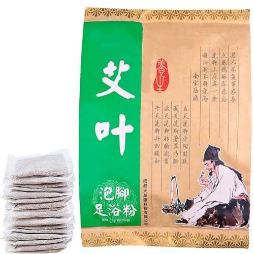 100 Beutel Beifuß-Fußbad – Kräuter-Fußbad für Lymphdrainage, chinesisches Wermut-Fußbad, Fußreflexzonen-Set