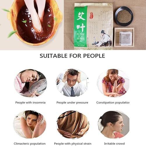 100 Beutel Beifuß-Fußbad – Kräuter-Fußbad für Lymphdrainage, chinesisches Wermut-Fußbad, Fußreflexzonen-Set