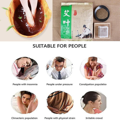 100 Beutel Beifuß-Fußbad – Kräuter-Fußbad für Lymphdrainage, chinesisches Wermut-Fußbad, Fußreflexzonen-Set