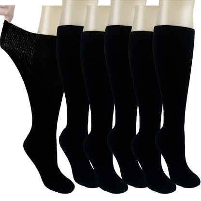 Ioryzek Bariatrische Diabetikersocken für Damen und Herren, Extra weite Wade Kniestrümpfe für geschwollene Füße, Lymphödem, Neuropathie, Ödeme, Nicht einschnürende Krankenhaus-Wanderschuhe Socken, 3 Paar Schwarz