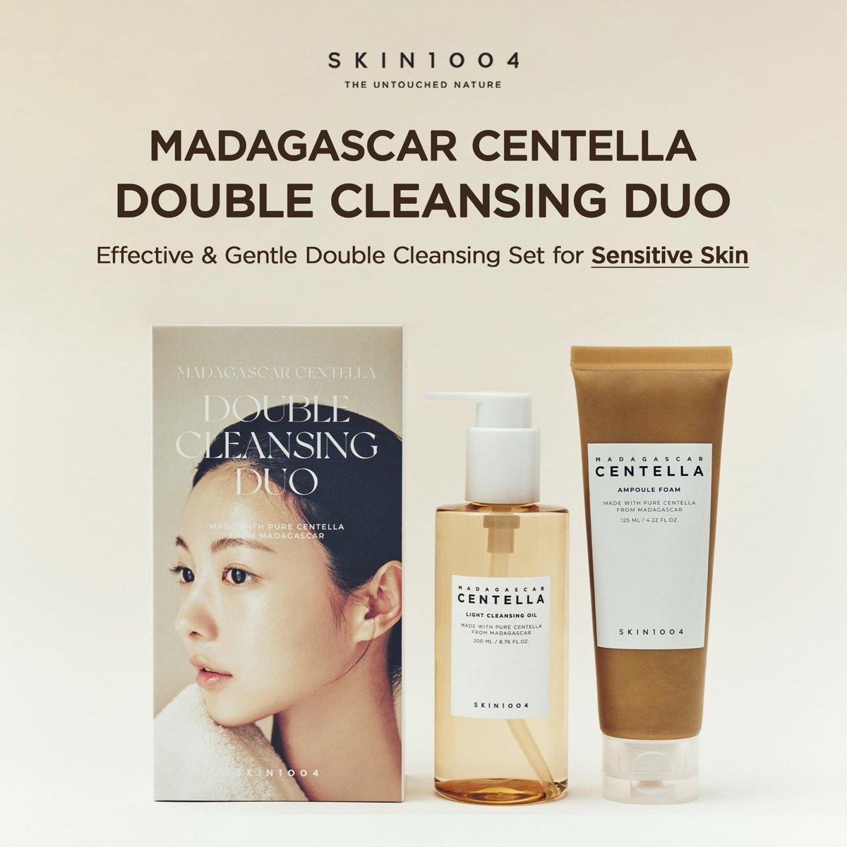 SKIN1004 Centella Doppel-Reinigungsset: Reinigungsöl 200ml & Ampoule Schaumreiniger 125ml – Sanfte koreanische Gesichtsreinigung mit Madagaskar Centella
