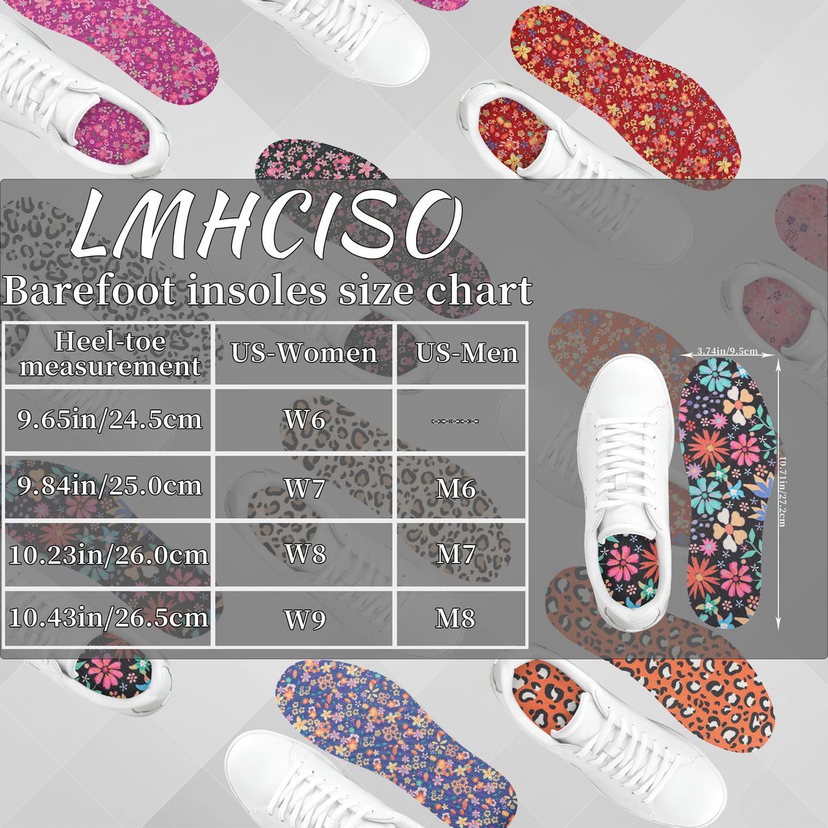 LMHCISO No-Show-Socken für Damen – Blumenmuster, geruchshemmend, rutschfest, waschbar, Größe 6-9
