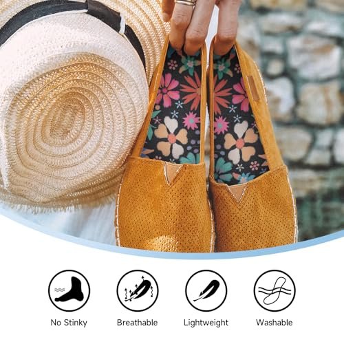 LMHCISO No-Show-Socken für Damen – Blumenmuster, geruchshemmend, rutschfest, waschbar, Größe 6-9