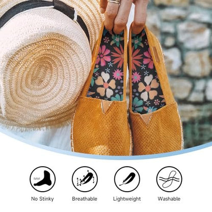 LMHCISO No-Show-Socken für Damen – Blumenmuster, geruchshemmend, rutschfest, waschbar, Größe 6-9