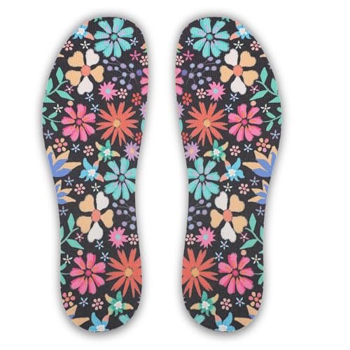 LMHCISO No-Show-Socken für Damen – Blumenmuster, geruchshemmend, rutschfest, waschbar, Größe 6-9