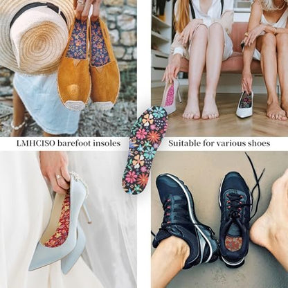 LMHCISO No-Show-Socken für Damen – Blumenmuster, geruchshemmend, rutschfest, waschbar, Größe 6-9