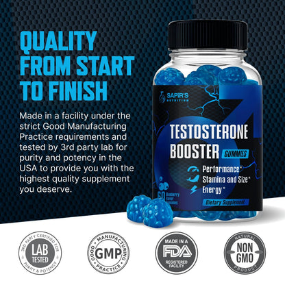 Testosteron-Booster Gummibärchen für Männer – Natürliche Unterstützung für Energie, Kraft und Ausdauer mit 60 Stück