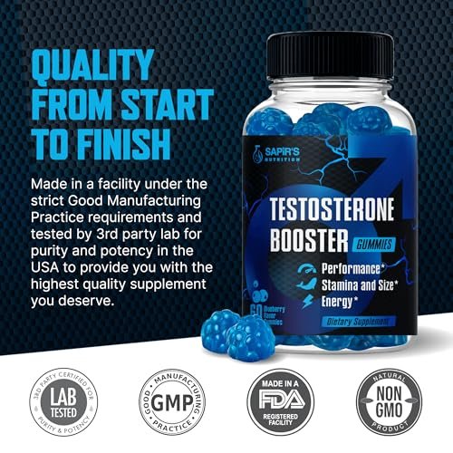 Testosteron-Booster Gummibärchen für Männer – Natürliche Unterstützung für Energie, Kraft und Ausdauer mit 60 Stück