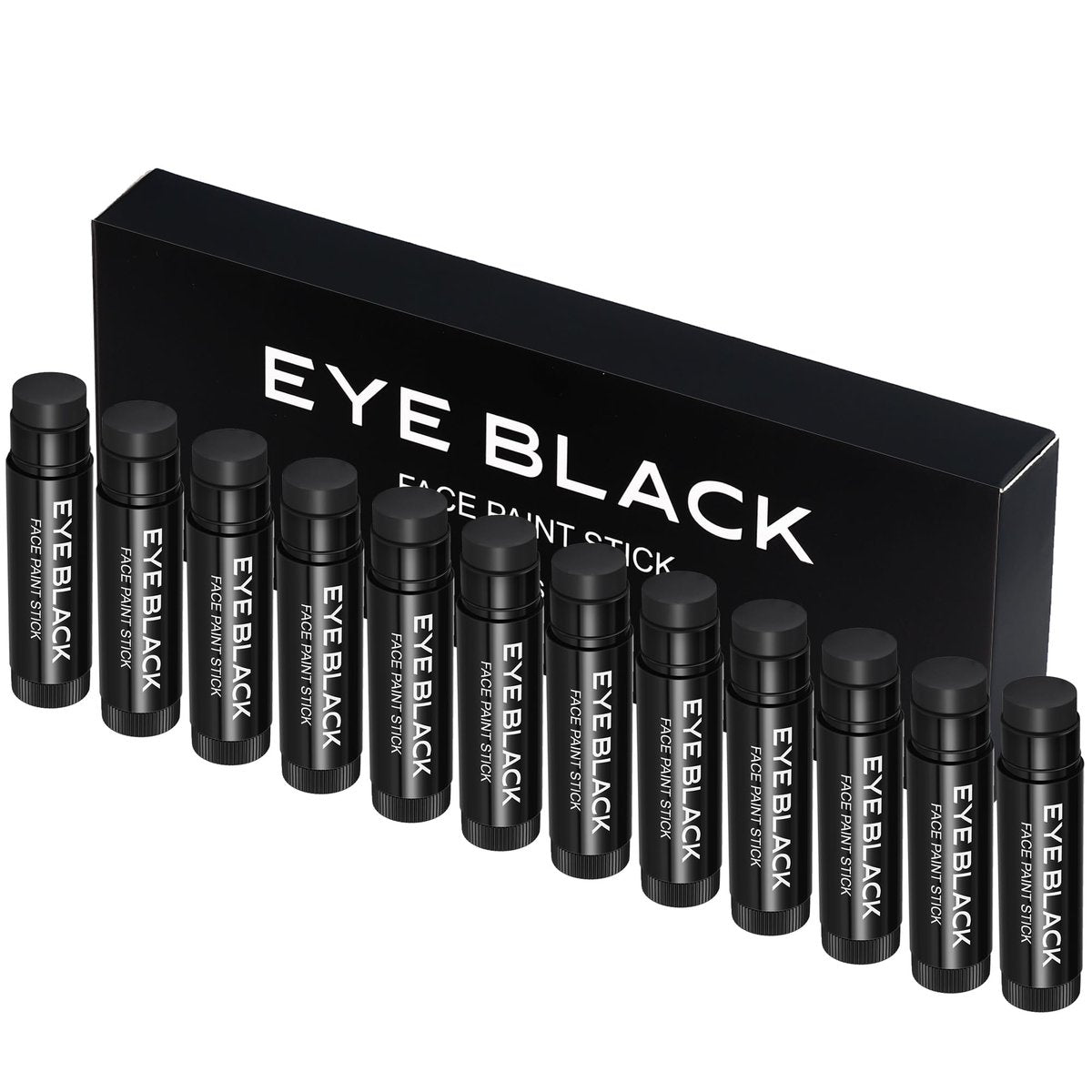 CCbeauty 12er-Pack Schwarzer Augenstift für Baseball, Football, Softball & Lacrosse – Anti-Glare, wasserfest, hochpigmentiert