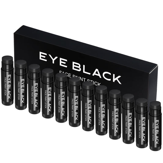 CCbeauty 12er-Pack Schwarzer Augenstift für Baseball, Football, Softball & Lacrosse – Anti-Glare, wasserfest, hochpigmentiert